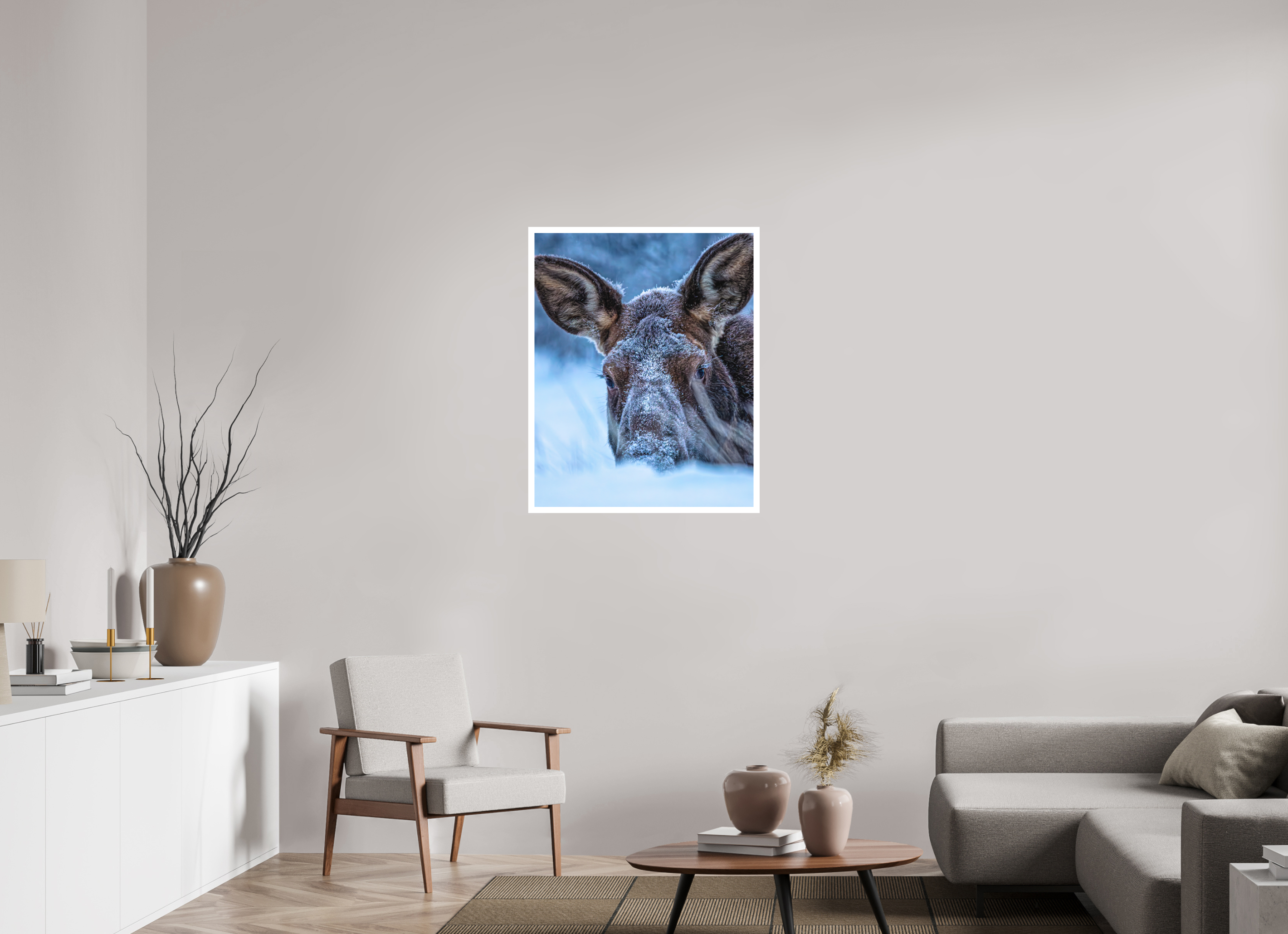 28 x 35″, Matte1 w_border Moose Peek-A-Boo