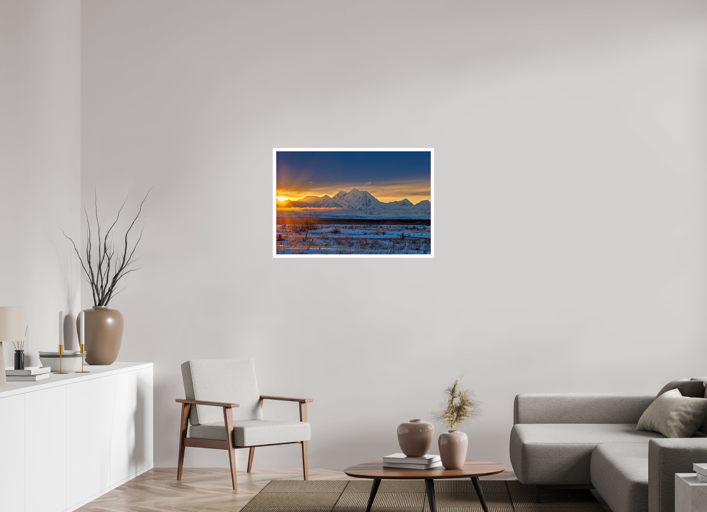 36 x 24″, Metallic Paper w_border Sunset Beckons The Long Winter Night