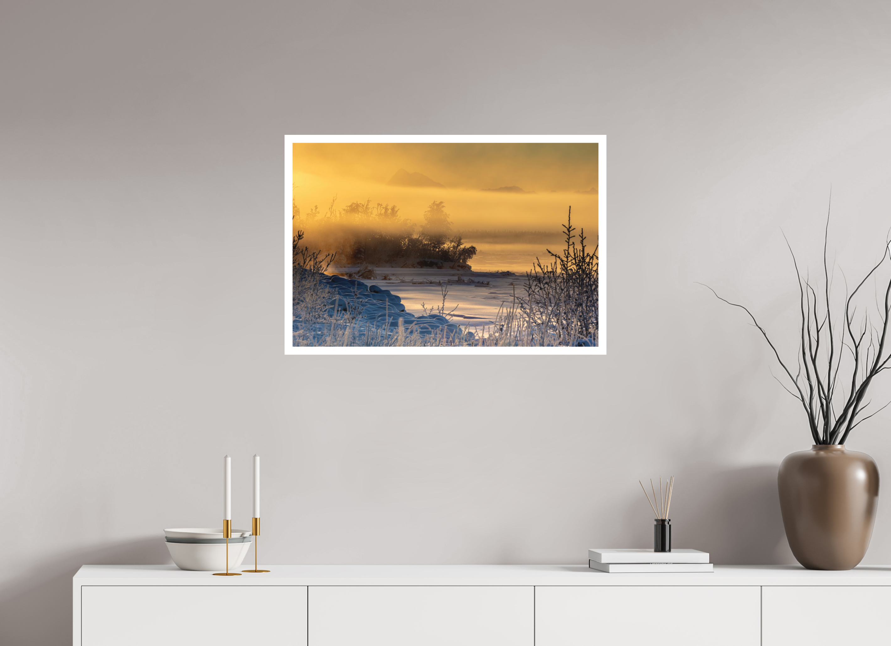 30 x 20″, Fuji Matte w_border Tanana Banks in Winter Fog
