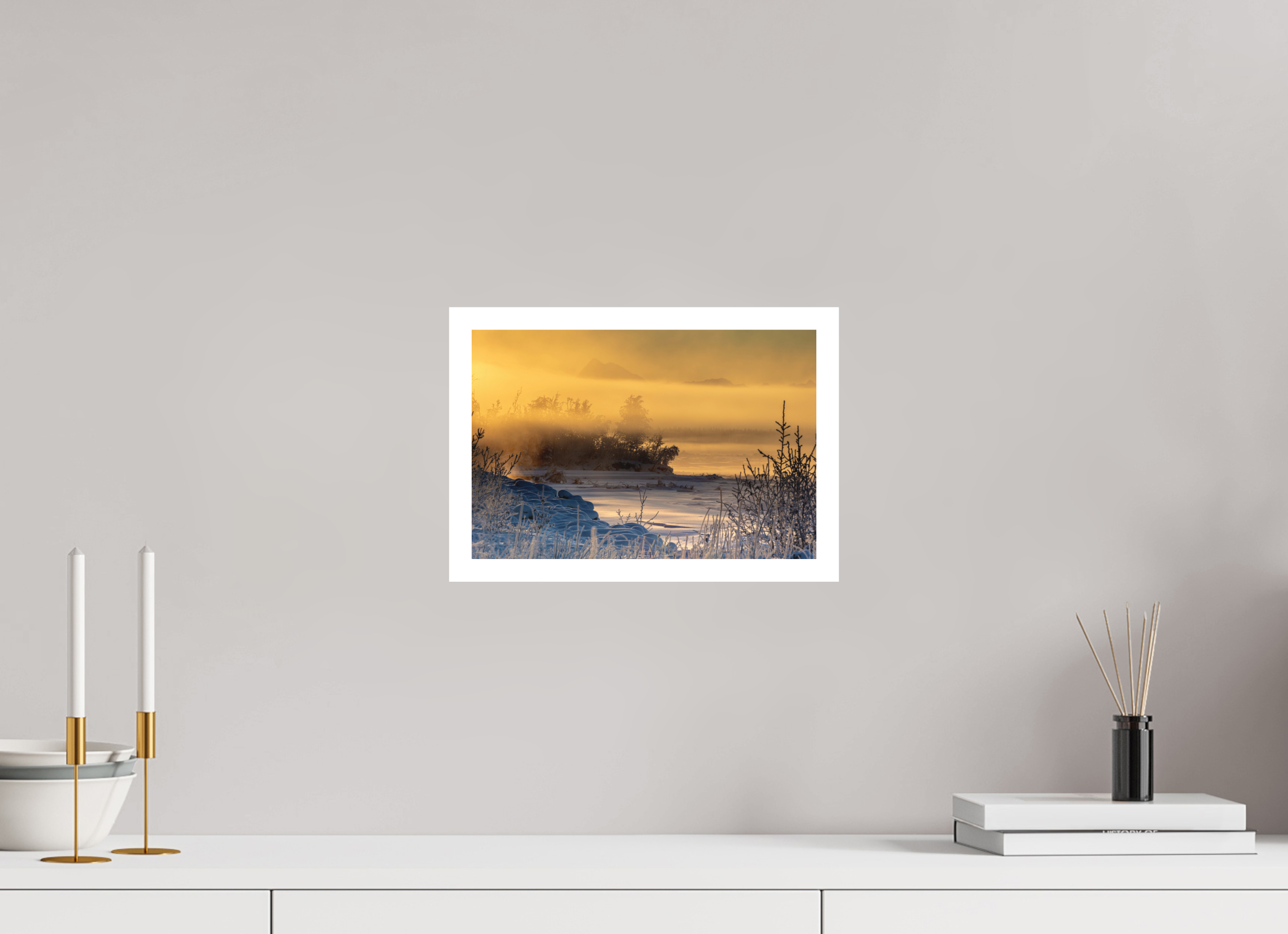 12 x 8″, Fuji Matte w_border Tanana Banks in Winter Fog