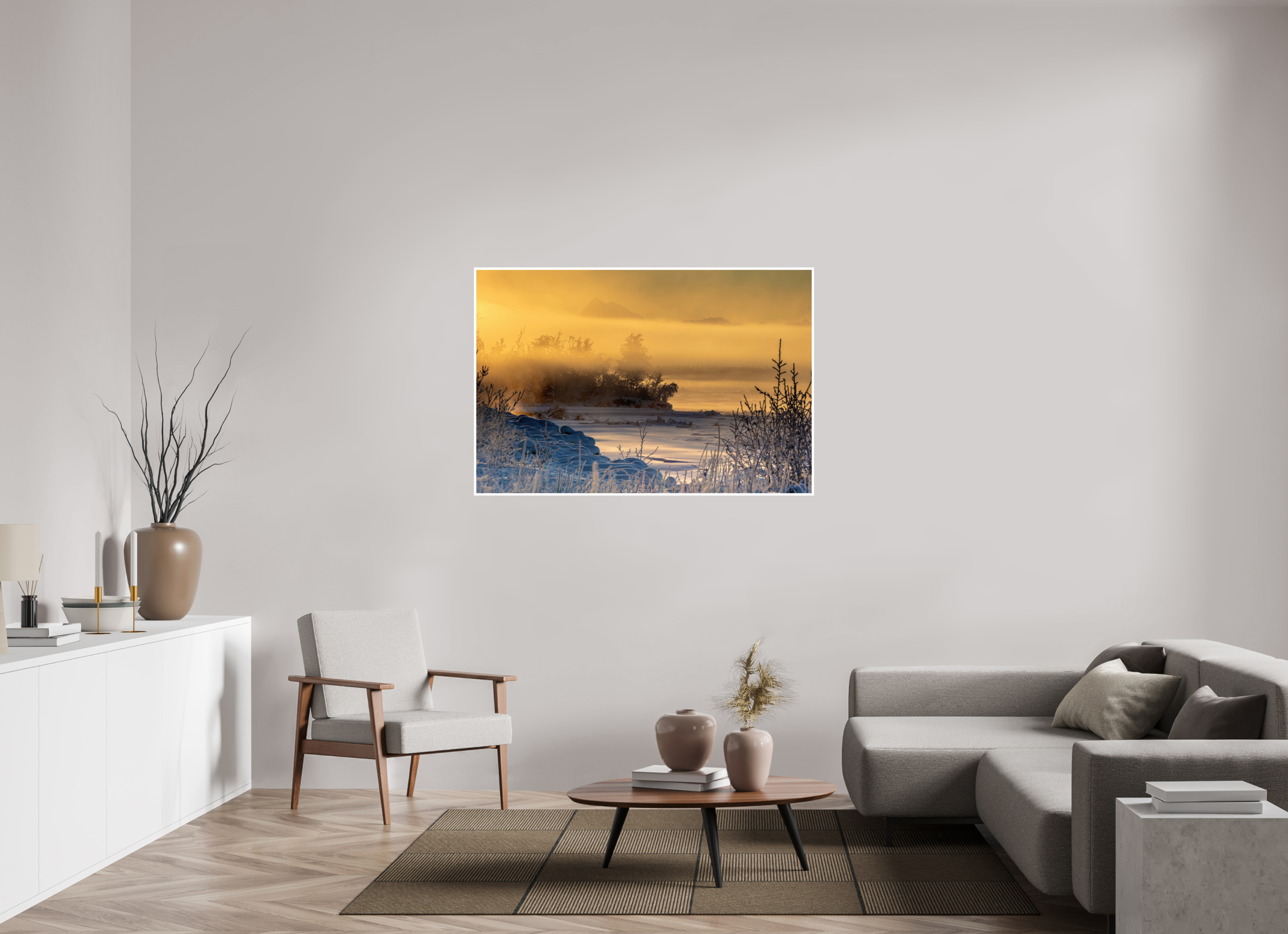 54 x 36″, PaperGlossy Golden Stillness of Frozen Aether