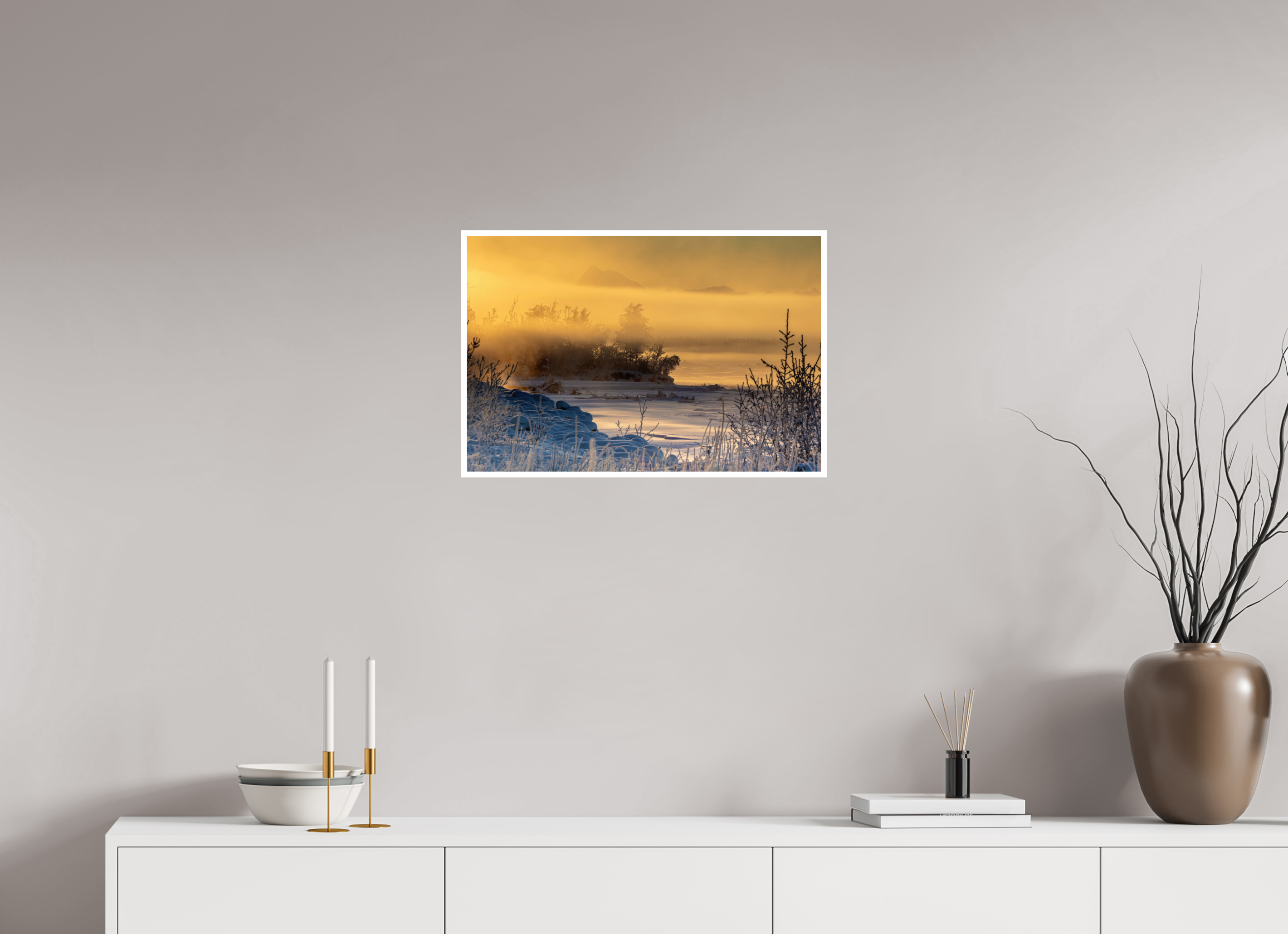 24 x 16″, PaperGlossy Golden Stillness of Frozen Aether