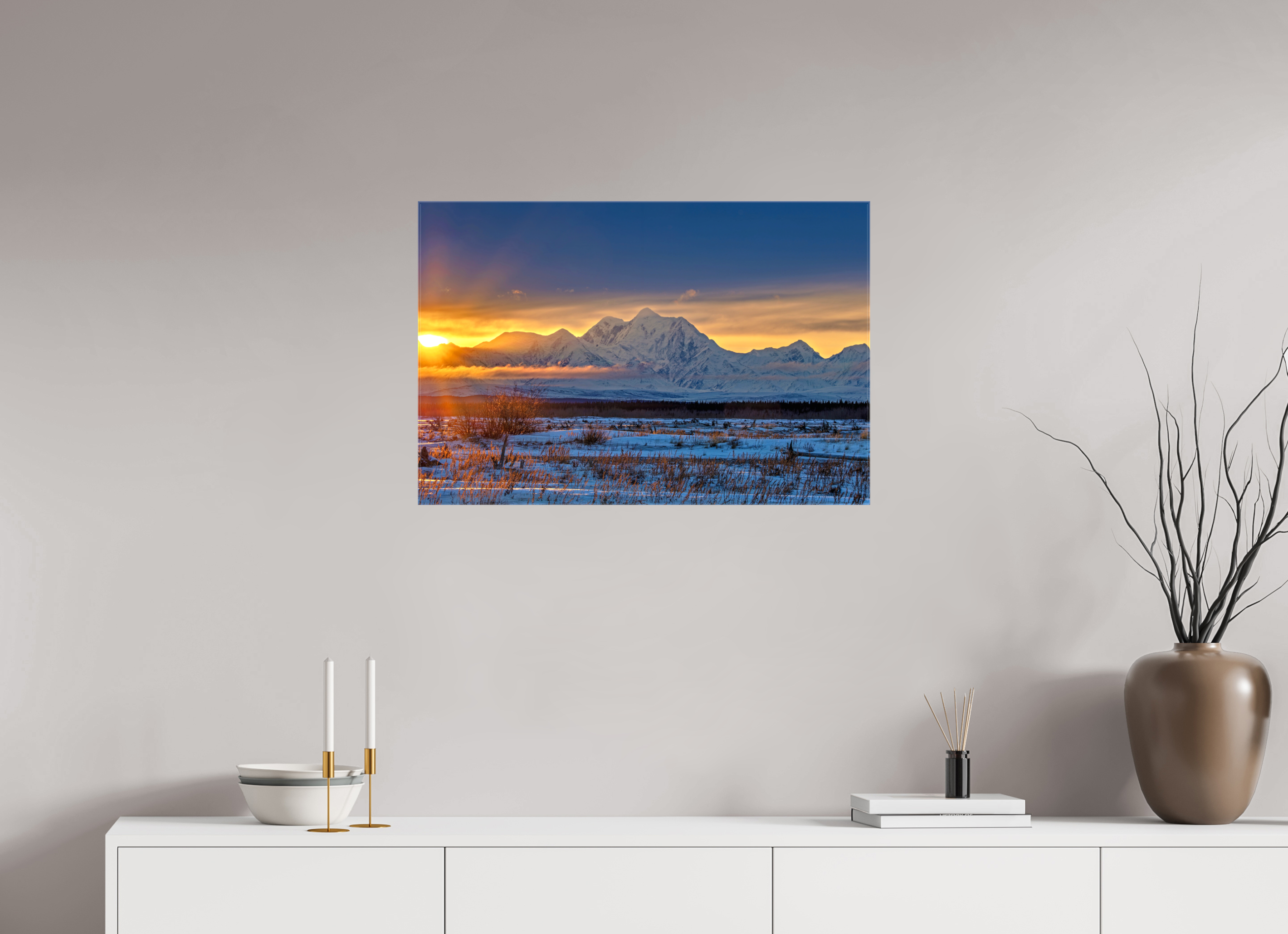 30 x 20″, Glossy Canvas Sunset Beckons The Long Winter Night