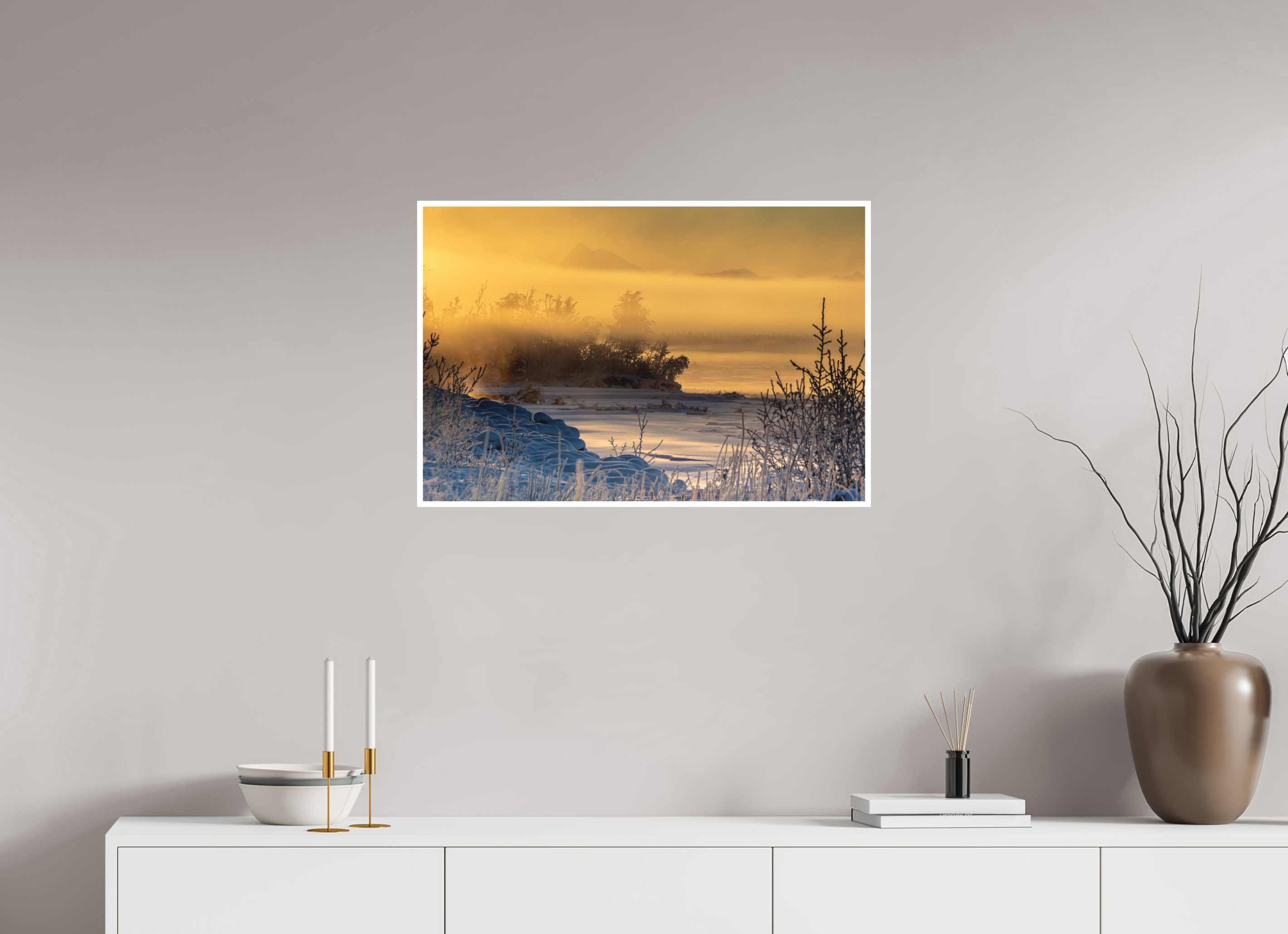 30 x 20″, PaperMatte Golden Stillness of Frozen Aether