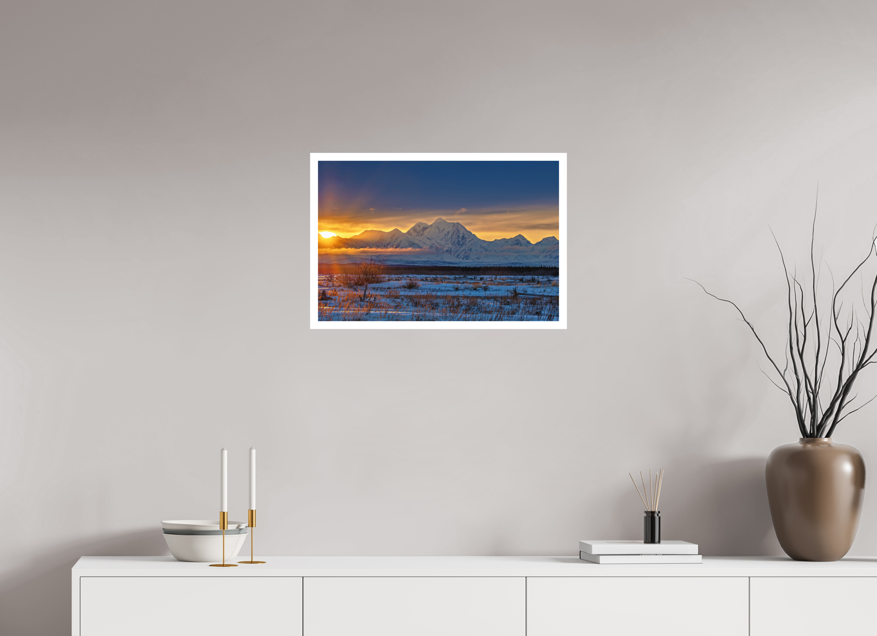 24 x 16″, Fuji Matte w_border Sunset Beckons The Long Winter Night